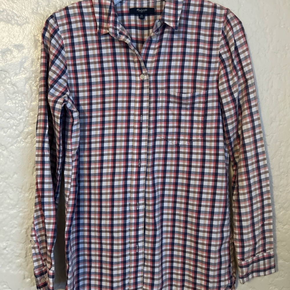 Madewell‎ Palma plaid Red and Blue Button Down flannel Shirt size XS